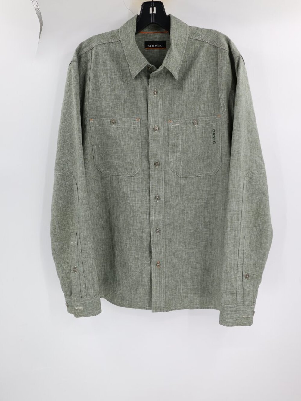 Orvis Shirt Men's Medium Performance Fishing Button Up Long Sleeve Green vented